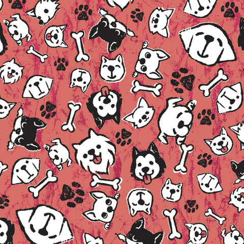 My Pups Red 22" x 22" Animal Print Bandana