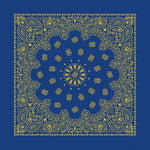 Royal Blue/Gold 22" x 22" Metallic Paisley Print Bandana