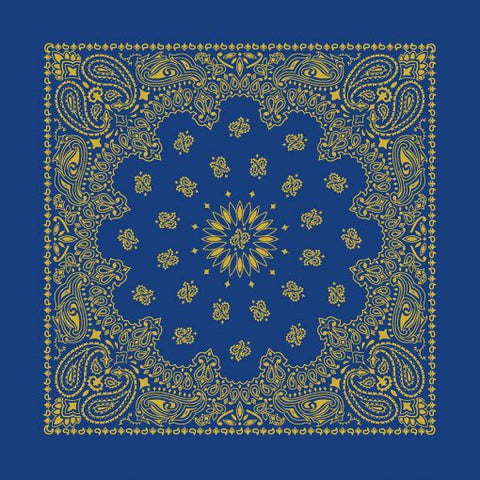 Royal Blue/Gold 22" x 22" Metallic Paisley Print Bandana