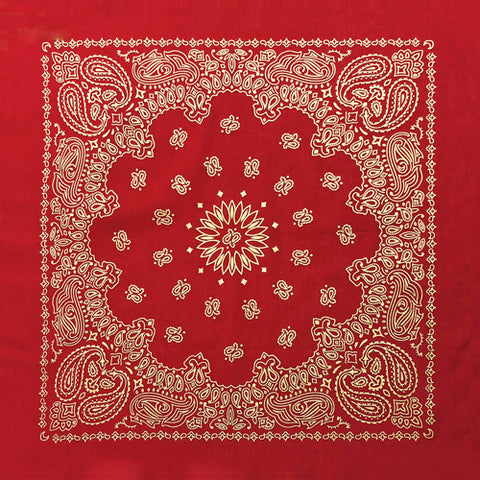 Red/Gold 22" x 22" Metallic Paisley Print Bandana