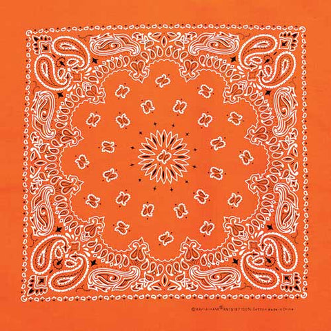 Neon Orange 22" x 22" Paisley Print Bandana