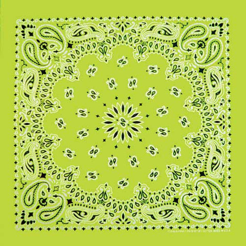Neon Green 22" x 22" Paisley Print Bandana