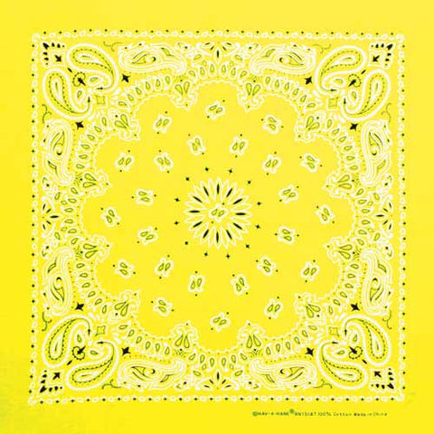 Neon Yellow 22" x 22" Paisley Print Bandana