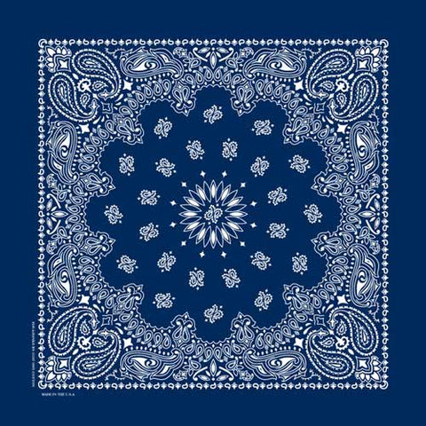 Navy Blue 22" x 22" Paisley Print Bandana