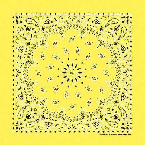 Yellow 22" x 22" Paisley Print Bandana