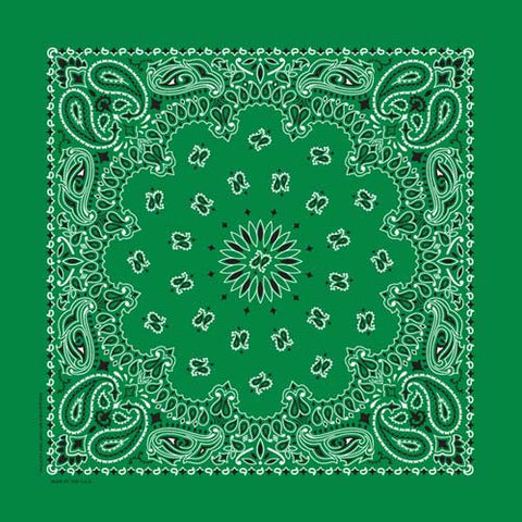 Kelly Green 22" x 22" Paisley Print Bandana