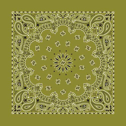 Olive 22" x 22" Paisley Print Bandana