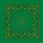 Kelly Green/Yellow 22" x 22" Paisley Print Bandana