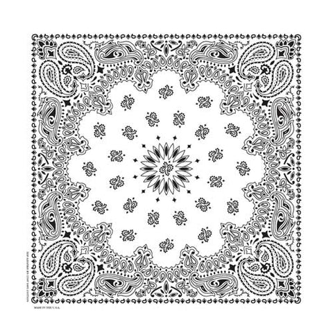 White 22" x 22" Paisley Print Bandana