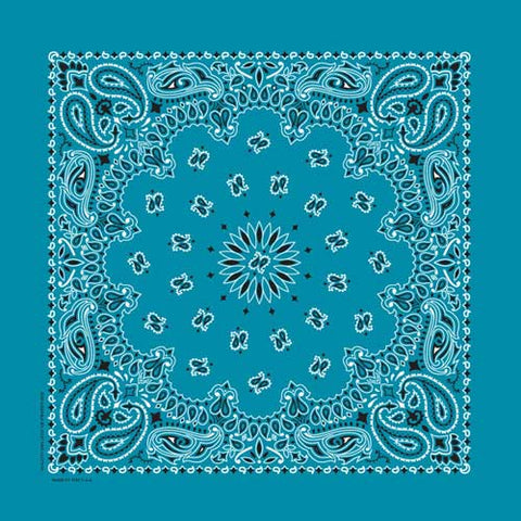 Turquoise 22" x 22" Paisley Print Bandana