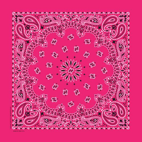 Hot Pink 22" x 22" Paisley Print Bandana