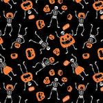 Bandanna Co Seasonal, Skeletons & Pumpkins Glow, 22" x 22"