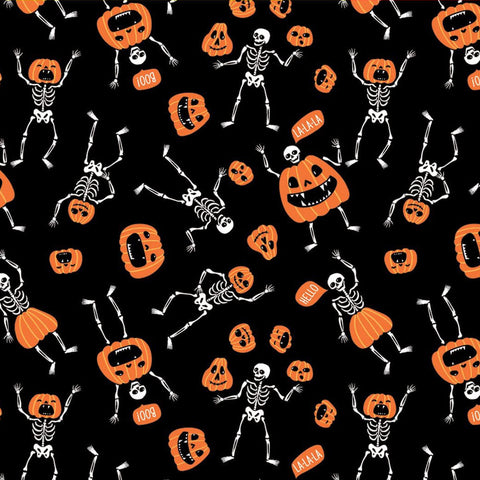 Bandanna Co Seasonal, Skeletons & Pumpkins Glow, 22" x 22"