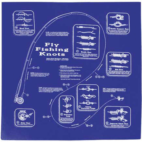 Royal Blue Fly Fishing Knots 22" x 22" Info Bandana