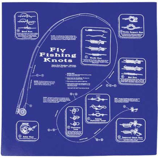 Royal Blue Fly Fishing Knots 22 x 22 Info Bandana – Bandanas Only
