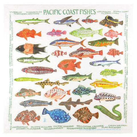 Pacific Coast Fishes 22" x 22" Bandana