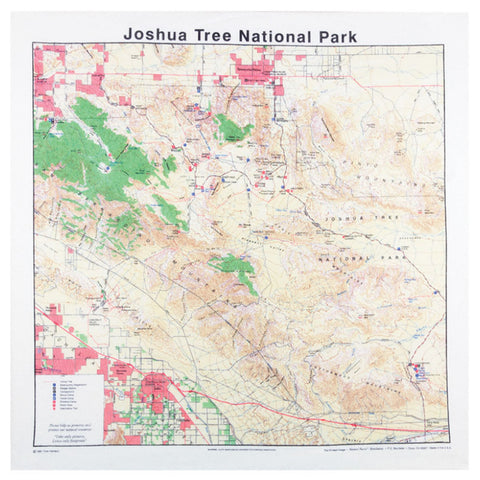 Joshua Tree National Park 22" x 22" Map Bandana