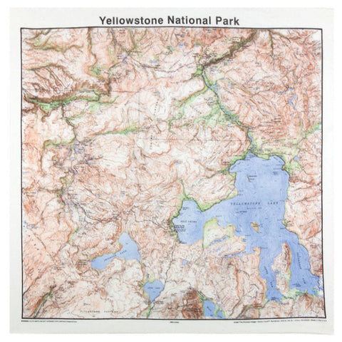Yellowstone National Park 22" x 22" Map Bandana