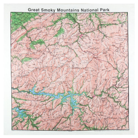 Great Smoky Mountains National Park 22" x 22" Map Bandana