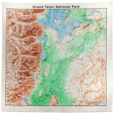 Grand Teton National Park 22" x 22" Map Bandana
