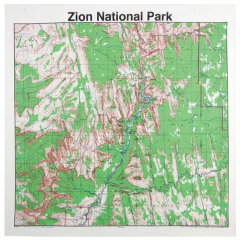 Zion National Park 22" x 22" Map Bandana