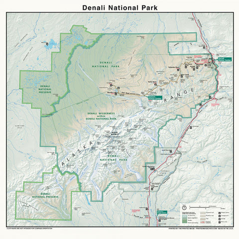 Denali National Park 22" x 22" Map Bandana
