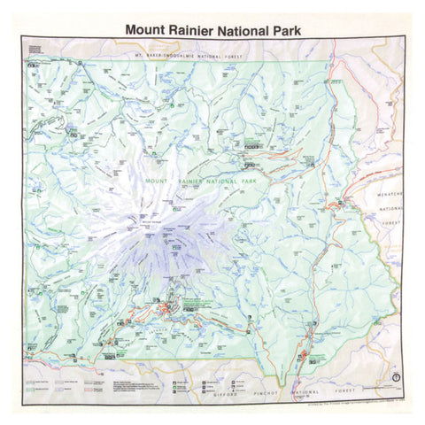 Mount Rainier National Park 22" x 22" Map Bandana